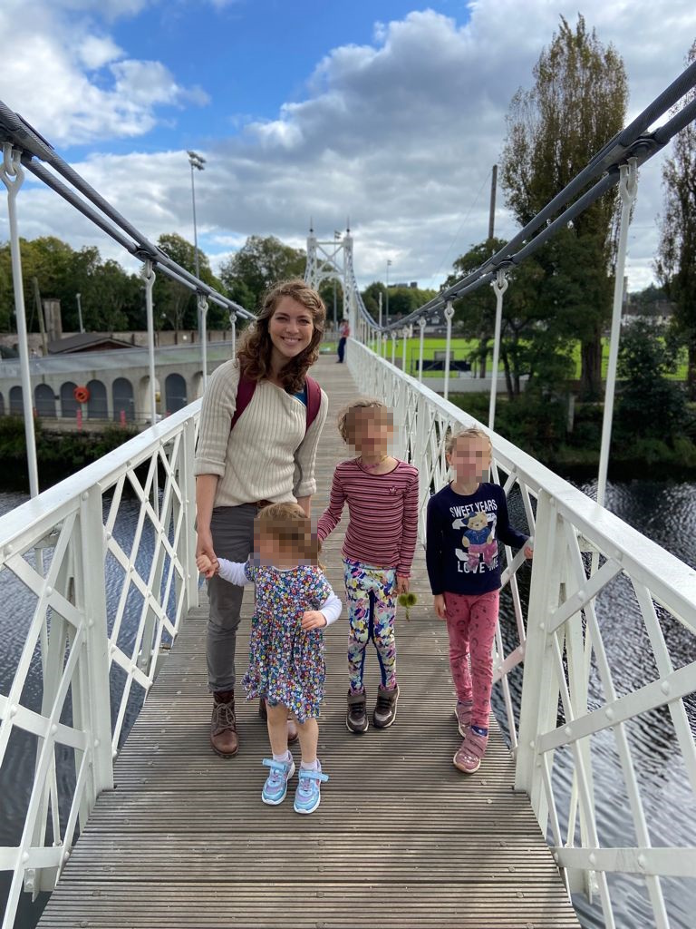 Angela with children