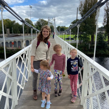 Angela with children